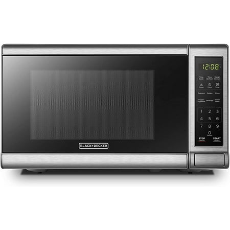 

EM720CB7 Digital Microwave Oven with Turntable Push-Button Door Child Safety Lock 700W Stainless Steel 0.7 Cu.ft
