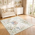 thumbnail image 2 of YOUFORTONG 5x5 Washable Square Area Rug, Floral Oriental Non-Slip Carpet, Stain & Water Resistant Lightweight Floor Mat for Living Room Bedroom Kitchen Entryway,Beige, 2 of 8