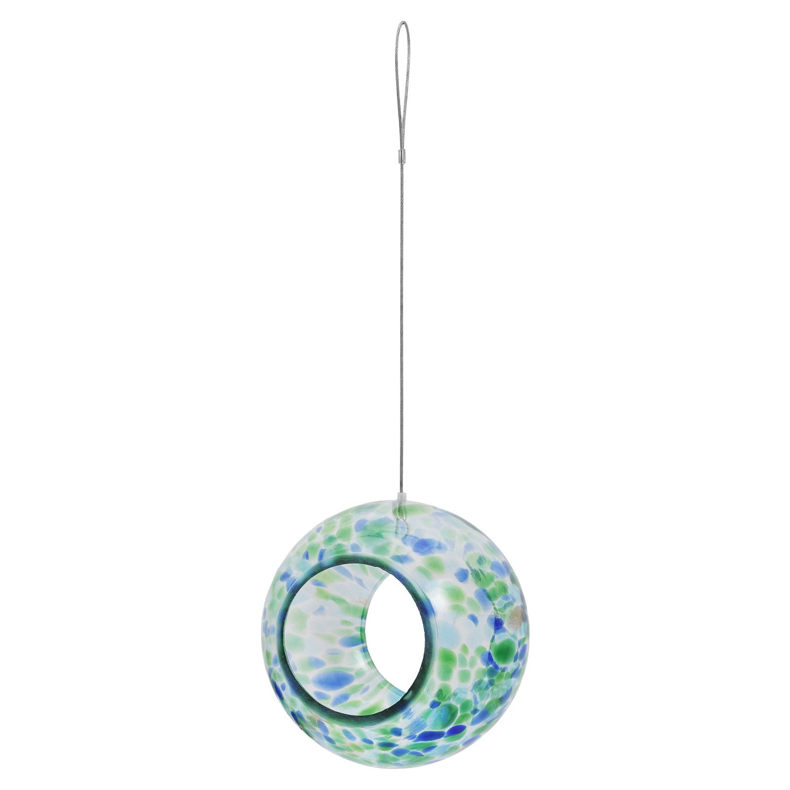 Stained Glass Hummingbird Feeder, Outdoor Hanging Bird Feeder for Garden, Circular Glass Bird Feeder for Hummingbirds, Decorative Wild Bird Feeder for Yard Patio Outside