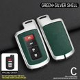 thumbnail image 3 of Key Fob Cover Compatible with Toyota Highlander Tacoma Corolla Sequoia Camry Tundra Avalon RAV4 4Runner C-HR 2012-2021 3/4 Button Keychain Case Holder Protector,Silver-green, 3 of 7