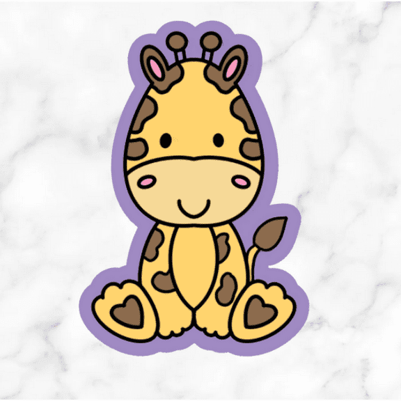 Giraffe Cookie, cutter with stamp option