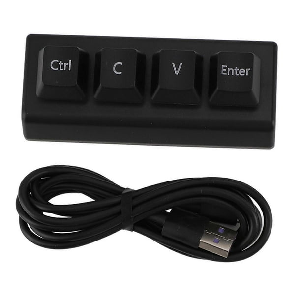 4 Keys Programmable Keyboard, NKRO Compatible, Red Switch, Ctrl, CV, Enter, Mini Mechanical Keyboard for Gaming, Office, Media, Black