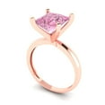 thumbnail image 2 of Clara Pucci 14K Rose Gold Solid Gold Pink Solitaire Anniversary Ring for Women - 3 cttw Princess Cut, 2 of 8