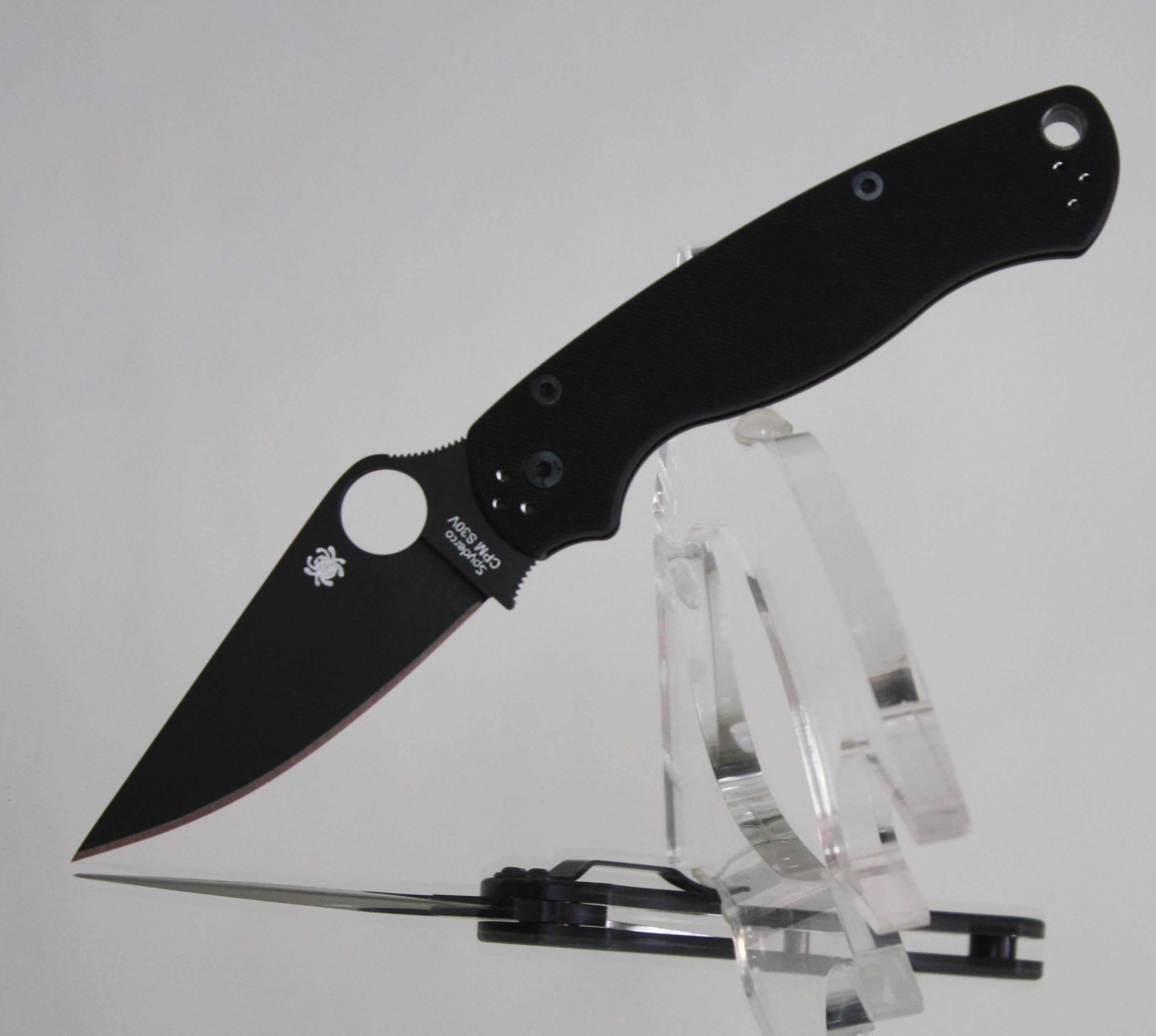 Spyderco Para Military 2 Black G-10 Black Blade PlainEdge Folding Knife