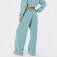thumbnail image 4 of Nestiefly Womens Sweatpants Fall Winter Baggy Wide Leg Sweatpant Fleece Lined Straight Leg Sweat Pants Light Blue L, 4 of 5