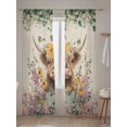 thumbnail image 5 of Sheer Curtains 84 Inches Long 2 Panels Set for Living Room, Spring Cow Floral Semi Sheer Curtains for Windows, Green Eucalyptus Leaves Linen Voile Window Treatments Rod Pocket Curtain, 5 of 7