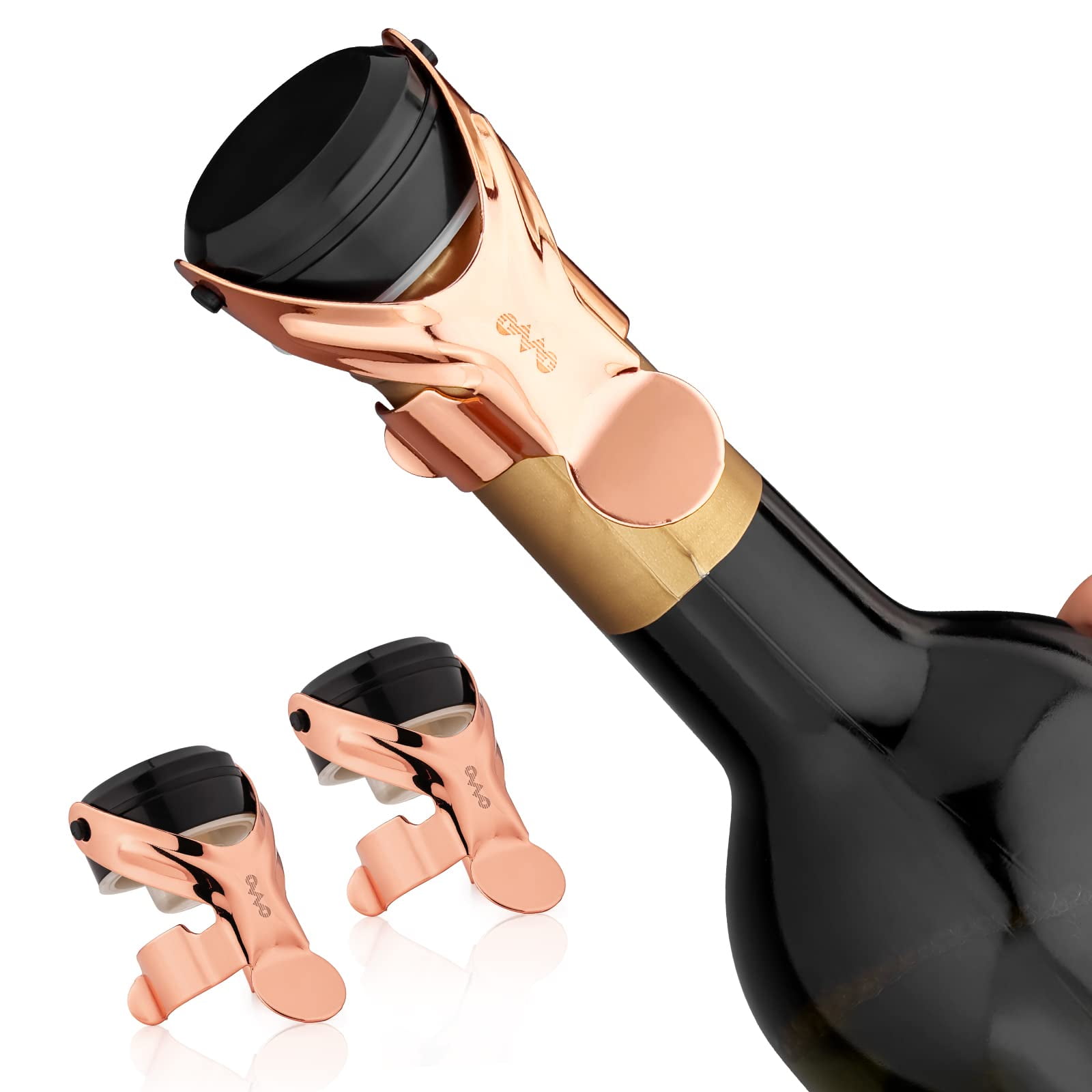 OWO Champagne Stoppers Stainless Steel Champagne Saver with Silicone Leak Proof Wine Stoppers
