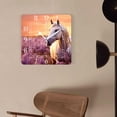 thumbnail image 4 of 14 Inch Wall Clock Battery Operated Square Clock Decorative for Office, Kitchen, Outdoor, Living Room，Horse with Long Mane in Lupine Flowers At Sunset Art, 4 of 4