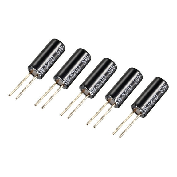 Uxcell Electronic Vibration Sensor Gold Plating Ball Tilt Shaking Trigger Switch Metal Black 5Pcs
