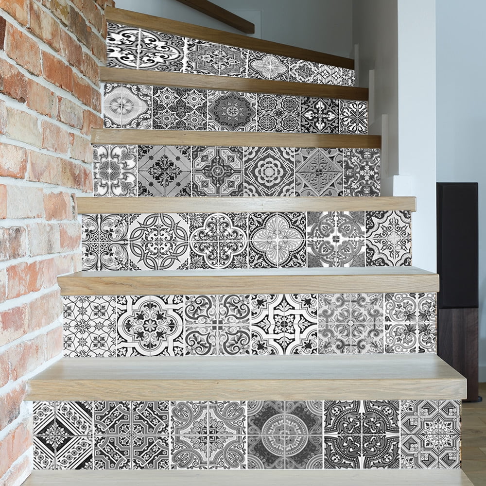 3D Stair Stickers Decals Brick Staircase Decals Removable Tile Stair Risers Decals Decor Peel and Stick Bakeplash Decals for Stair 39.3Inch x 7.08Inch