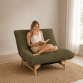 thumbnail image 2 of Leumius Accent Armless Chair Lazy Sofa Chair with Solid Wood Frame & Backrest,Corduroy Casual Single Sofa Chair for Living Room,Bedroom,Green, 2 of 3