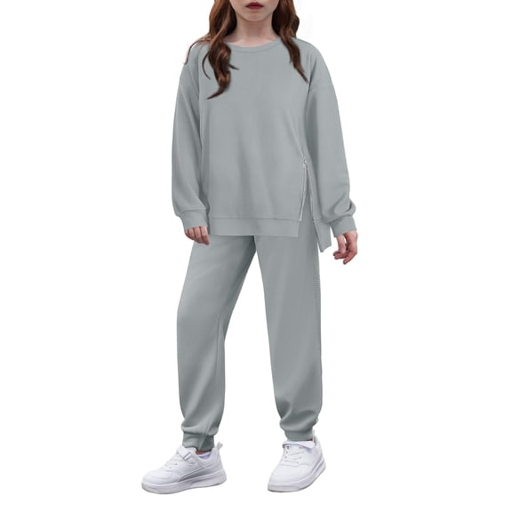 Arshiner Girls 2 Piece Tracksuit Set Long Sleeve Grid Pullover Top with Jogger Pants Kids Outfits