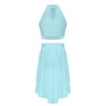 thumbnail image 2 of TSSOE Girls Lyrical Contemporary Dance Dress Sleeveless Crop Top with High Low Sheer Skirt Two Piece Outfit Light Blue 8, 2 of 3