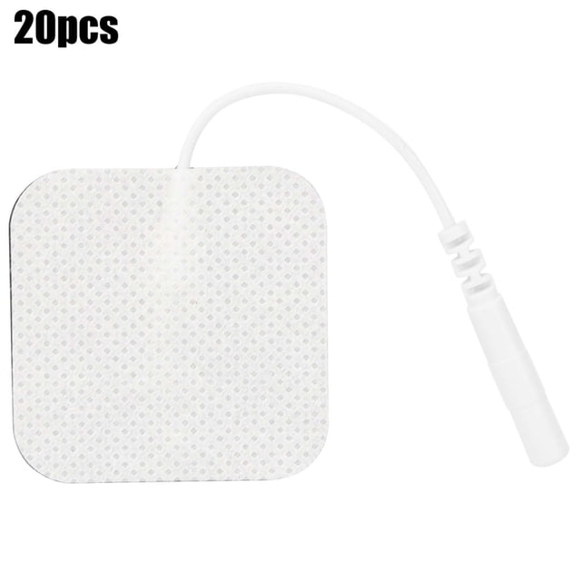 20 almohadillas de electrodos de 4 x 4 cm con 2 orificios para fisioterapia, parches de silicona no tejida para contacto, accesorios adhesivos.