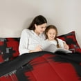 thumbnail image 5 of Manfei Geometric Artwork Bedding Comforter Set,Modern Graffiti Twin Comforter Sets,Gradient Red Black Bedding Set For Child,Microfiber Bedroom Decor Reversible,2pcs, 5 of 8