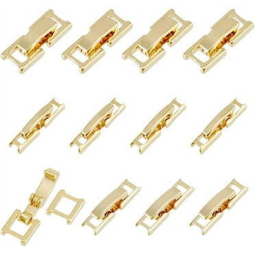 12Pcs Fold Over Jewelry Clasp 3 Sizes Secure Watch Closure 24k Gold Plated Brass Watch Clasps Jewelry Extender Clasp for DIY Jewelry Making