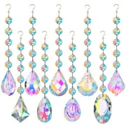 BUBABOX Sun Catchers with Crystals, 9 Pcs Crystal Suncatcher Prism Hanging for Ornaments Home Garden Office Decoration