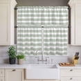 thumbnail image 4 of 3 Piece Kitchen Curtains and Valances Set Sage Green Stripe Cafe Curtains 24 Inch Length Modern Simple Geometric White Striped Valance & Tier Curtain for Living Room Bedroom Window 54"x18"+27"x24"*2, 4 of 6