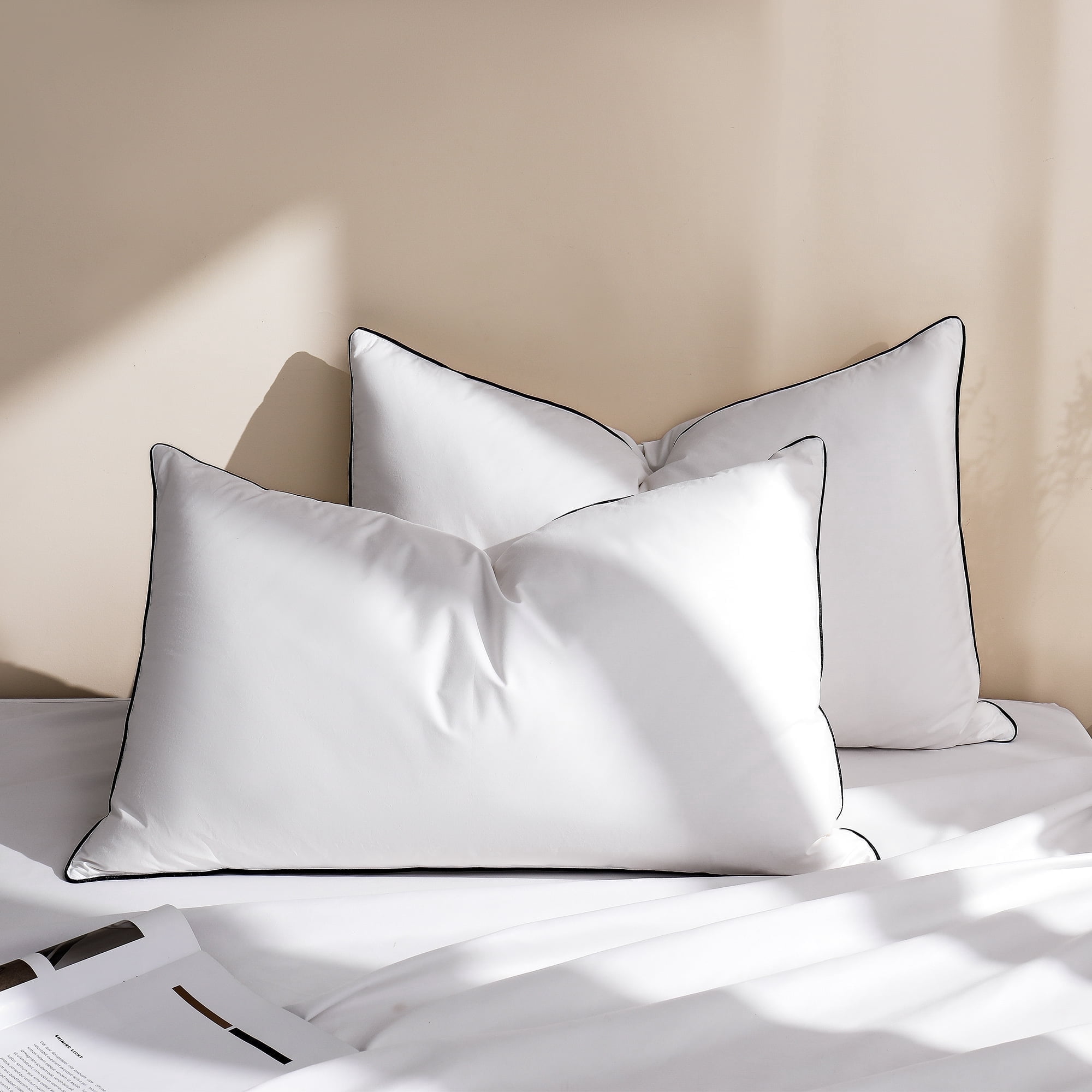 Howsheep Feather Down Pillows Set of 2, Medium Firm Hotel Bed Pillow 2 Pack, Queen Size, 20 x 30 in.