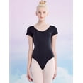 thumbnail image 2 of Ballet Leotards With V Hollow Back Short Sleeves Dancewear Bodysuit Teen Girls, 2 of 7