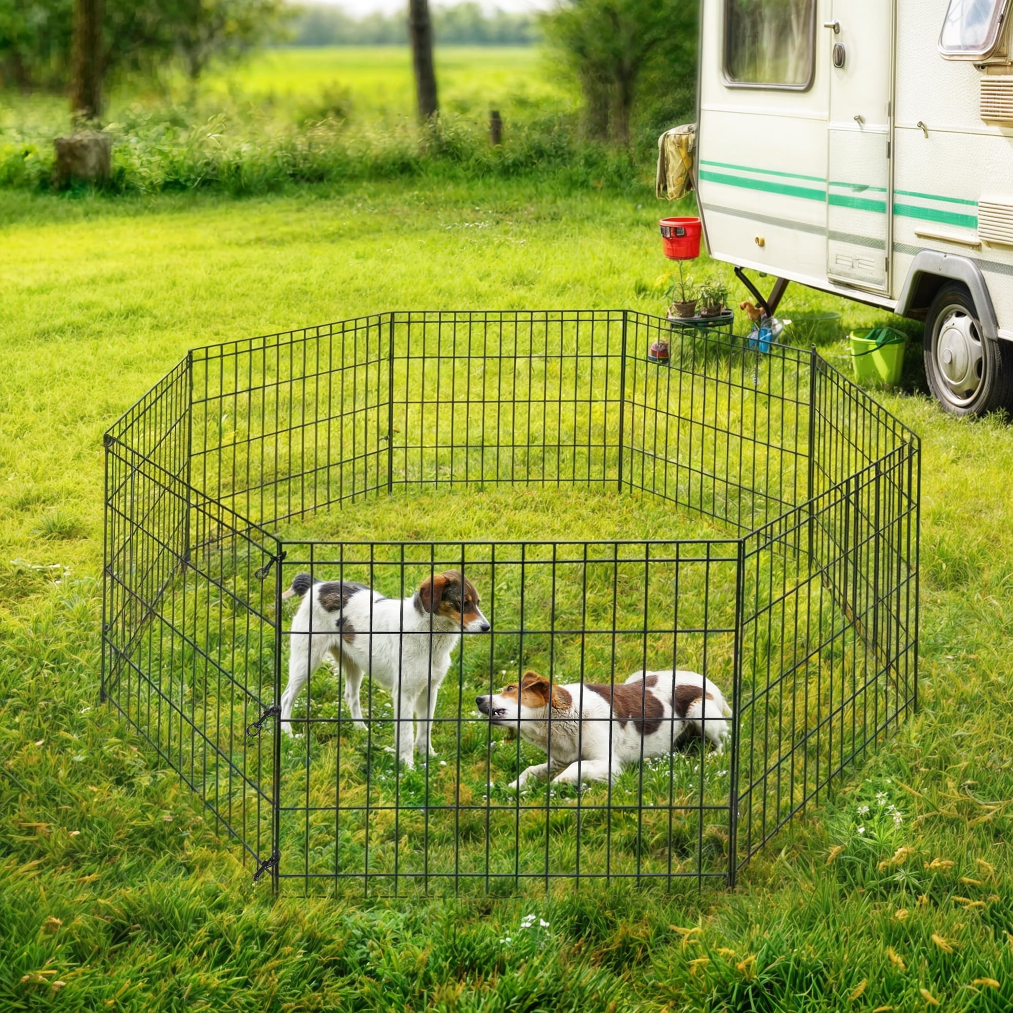 HomGarden 24-inch Height Pet Playpen 8 Folding Panel Exercise Dog Fence Indoor Outdoor