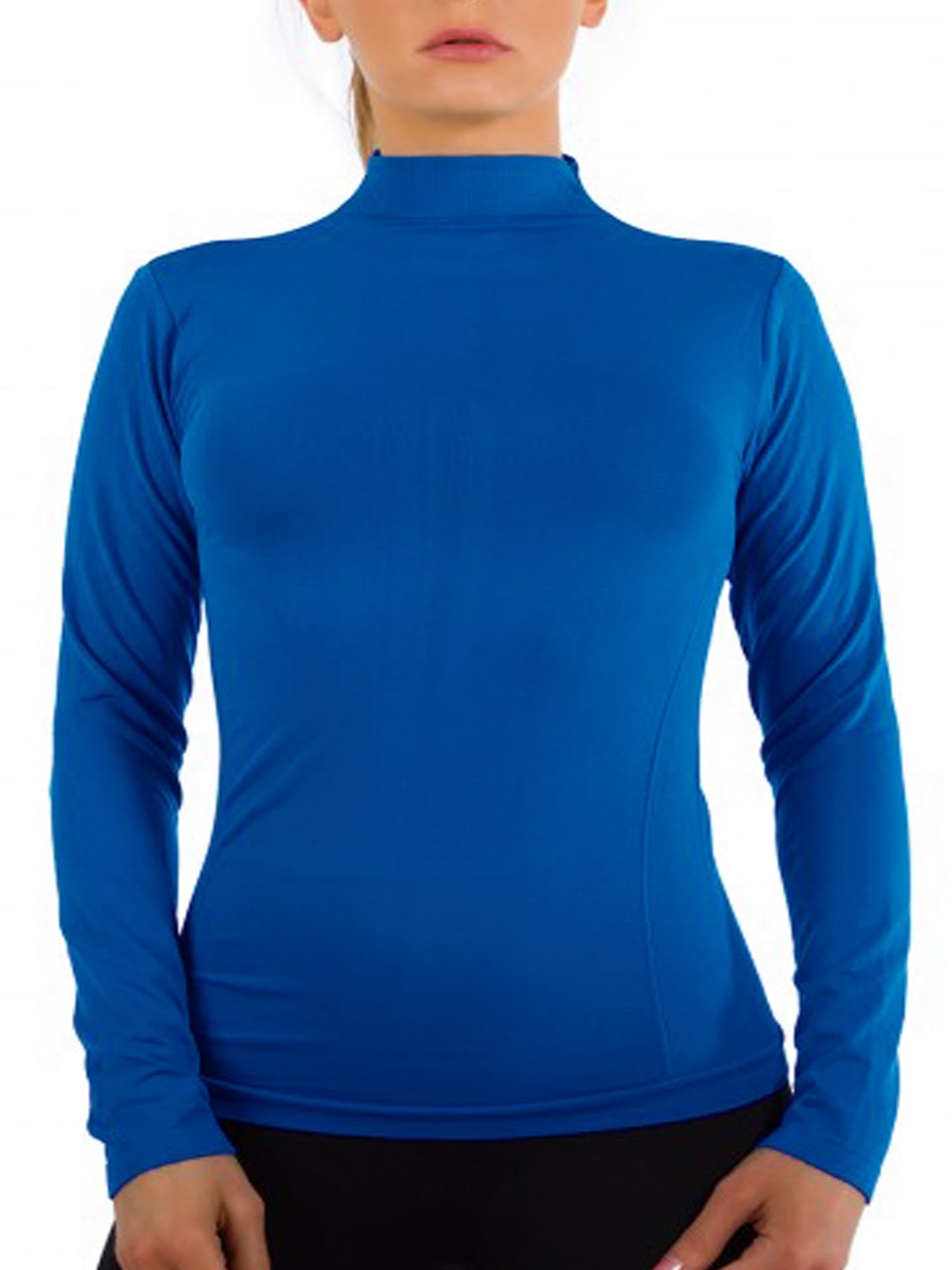 Women Fleece Lined Mock neck Turtleneck Long Sleeve Top Slim Fit
