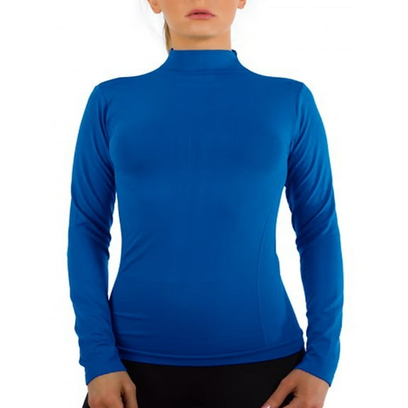 Women Long Sleeve Mock Neck Shirt Seamless Stretch Turtleneck Top Slim Fitted M-XL Plus Size