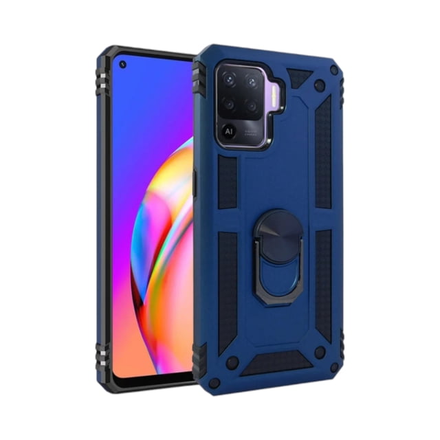 Funda Uso Rudo con Anillo Magnético Cely Vesmir Para Oppo Reno 5 Lite Azul Marino