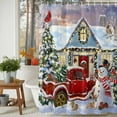 thumbnail image 3 of Shower Curtain 72"W x 84"L Snowman Christmas Tree Red Truck Cardinal Fabric Shower Curtains Set with Hooks Water Repellent Bathroom Curtains Machine Washable Bathroom Accessories, 3 of 9