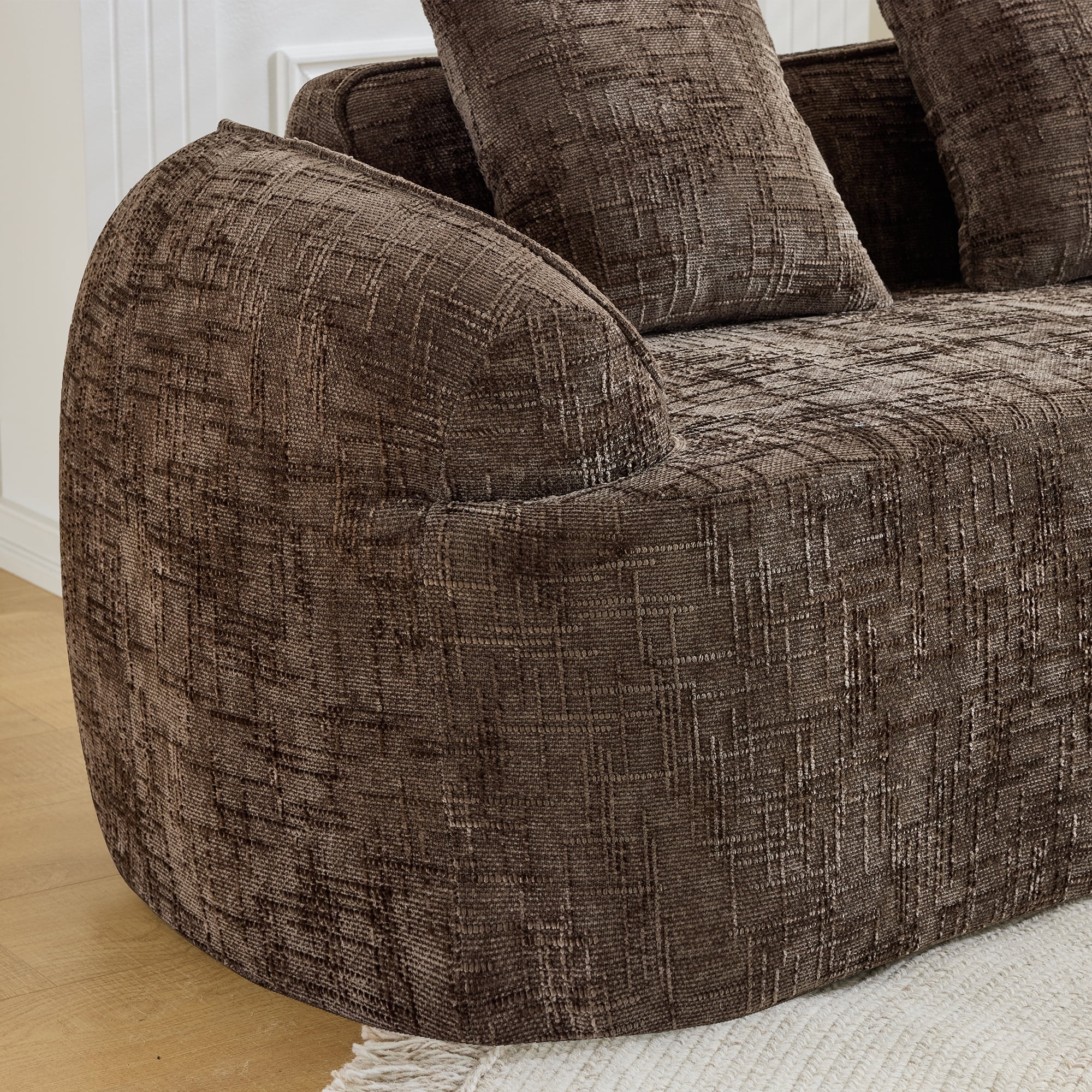 Leumius 66" 2 Seater Sofa Compress Sofa with Armrests & 2 Pillows,No Assembly Required,Compact Sofa Couch for Small Apartments,Living Room,Bedroom,Brown