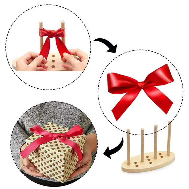 Deepwonder Bow Maker for Ribbon Wreaths, Double Sided Wooden Bow