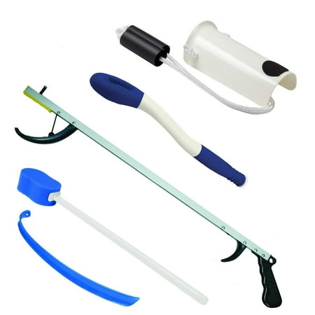 Reacher Grabber 18 BodyHealt 5 Piece Standard Hip Knee Replacement Kit Set (26” Reacher, 18” Shoe Horn , Sock Aid with Foam Handles, Self-Assist Toilet Aid , and Long Handle Sponge) ()