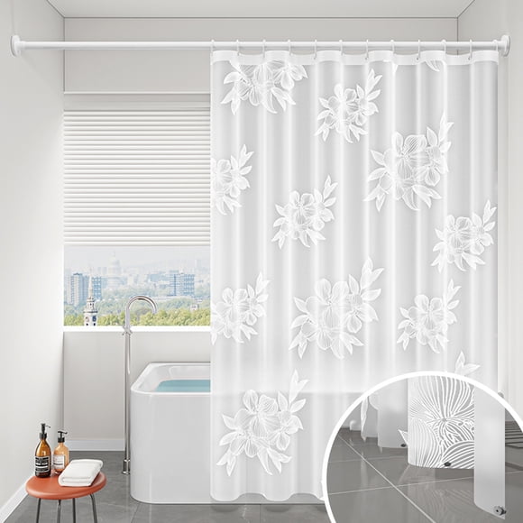 The EVA Material Shower Curtain Has A Weight At The Bottom The Shower Curtain Is Impermeable And Does Not Require Drilling It Is Equipped With Hooks Waterproof Shower Curtain with Hooks