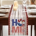 thumbnail image 3 of 4th of July Table Runner, Stars Striped Farmhouse American Flag Wood Grain Cotton Linen Table Runners 120 Inches Long, Dresser Scarf Runner for Dining/Living Room/Kitchen/Square Tables 13''x120'', 3 of 9