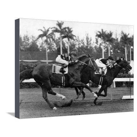 Hialeah Home For Sale War Admiral Racing to the Finish at Hialeah Park, Miami, 1939 Stretched Canvas Print Wall Art ()