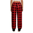 thumbnail image 6 of Fengqque Womens Casual Checkered Pants Elastic Drawstring Waist Comfy Loose Legged pants with Pockets Red 10(XL), 6 of 6