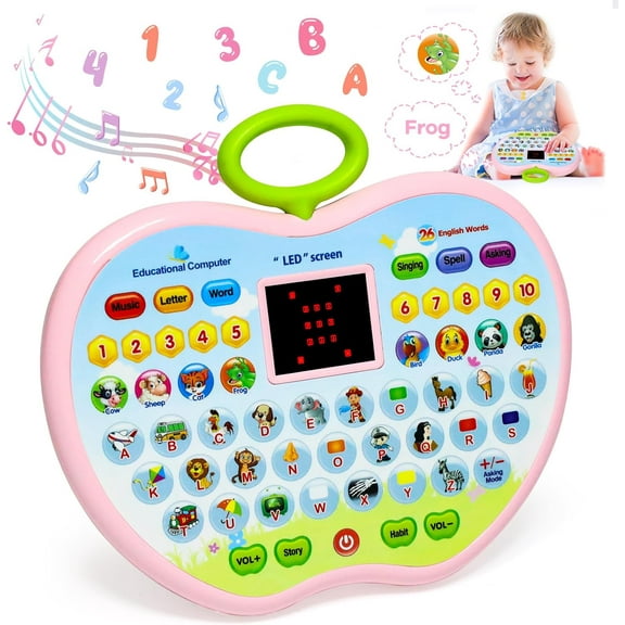 Toys for Kid Laptop: Interactive Alphabet Learning Tablet for Kid Age 2 3 | Preschool Learning Tablet Pad Toys for Girls Kids Age 1 Year Old Early Development Toy for Toddler Boys,Pink