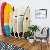 Vertical Surfboard Wall Rack, Solid Oak Wood, 6 Surfboard Storage
