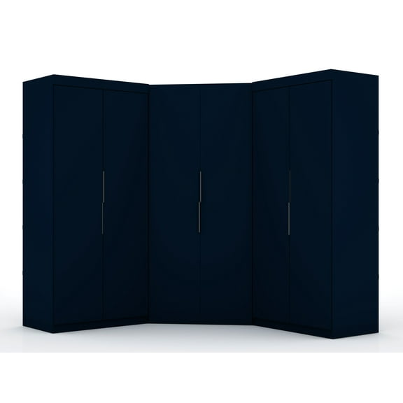 Manhattan Comfort Mulberry 3-Piece Wood Sectional Corner Closet Set in Blue