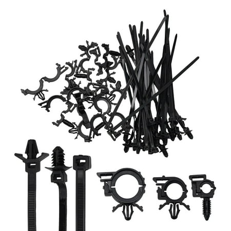 45Pcs Push Mount Cable Zip Tie with Car Wire Routing Clips, Universa
