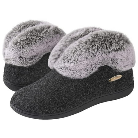 

Women‘s Fleece Liner Fuzzy Indoor Outdoor Slippers Cute Slip On Solid Comfort Women‘s Shoes