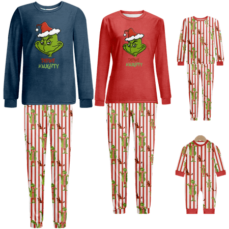 

FUNIER Holiday Family Matching Christmas Pajamas Christmas Grinch Printed Sizes for Adult-Kids-Baby-Pet 2 Pieces Top and Pants Bodysuits Unisex Pajamas Set