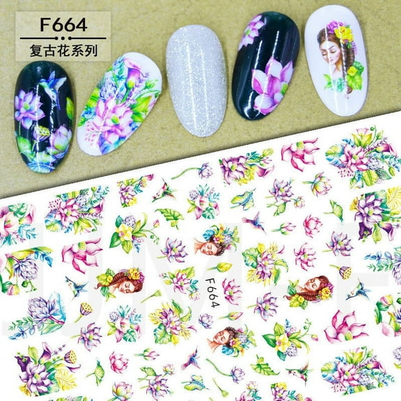 Aloha Hawaii vibe tropical flowers nail stickers for tahitian nail art