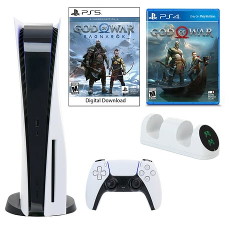 Sony PlayStation 5 Core Console with God of War: Ragnarok with Dual Charger and God of War for PS4
