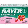 Bayer Chewable Low Dose 'Baby' Aspirin 81 mg Tablets Cherry 36 Tablets (Pack of 3)