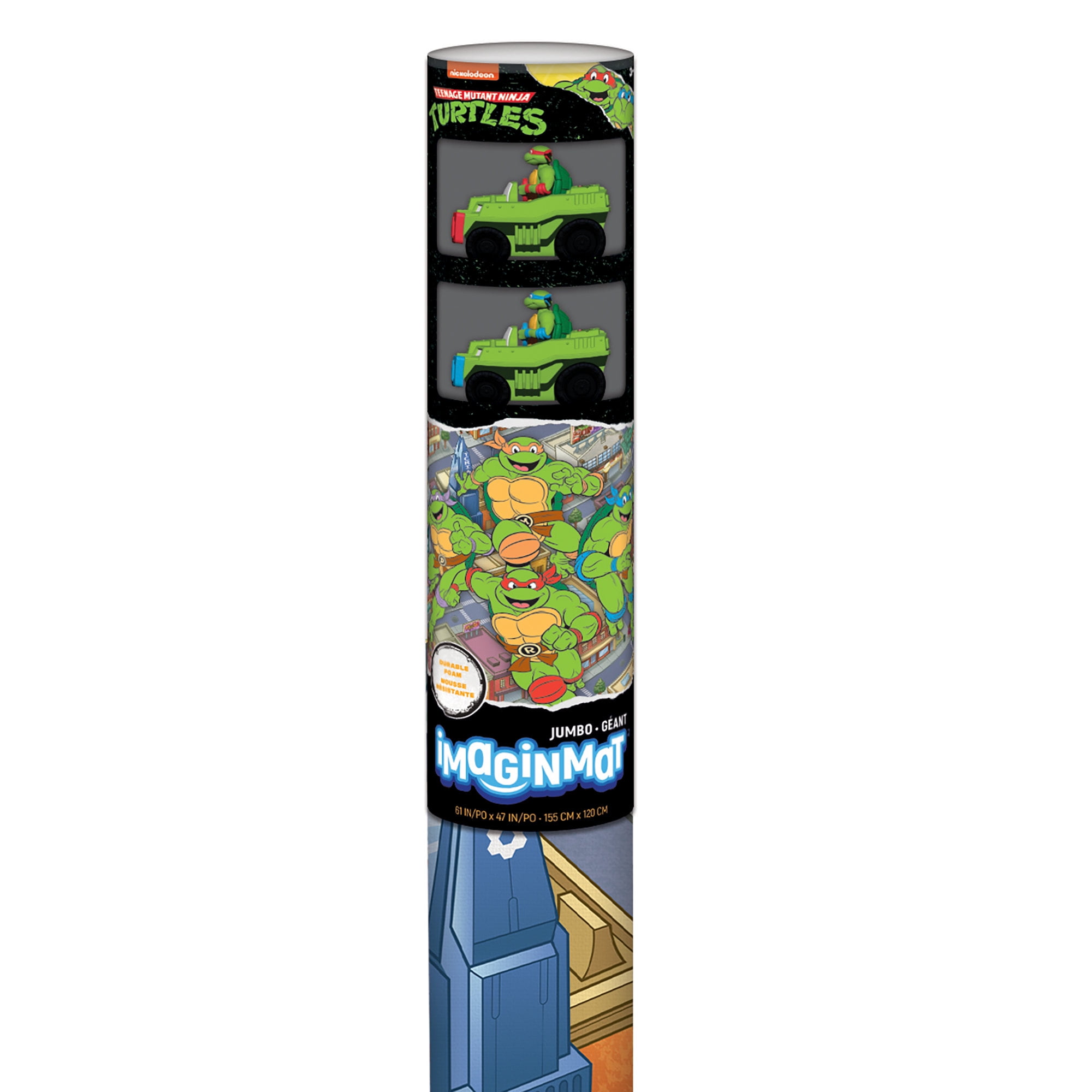 Imaginmat: Jumbo -TMNT - Floor Playmat & 2 Toy Cars, 47 x 61", 2 Character Vehicles, Durable EVA Foam Mat, Portable Design, Licensed, Kids Ages 3+