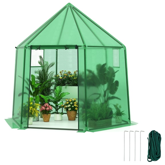 Gymax 6.5 x 5.6 x 6.2 FT Mini Walk-in Greenhouse w/PE Cover Roll-up Zippered Door