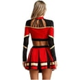 thumbnail image 2 of TiaoBug Women Cheer Leader Uniform Dance Cheerleading Costume Long Sleeve Crop Top with Mini Skirt Red M, 2 of 5