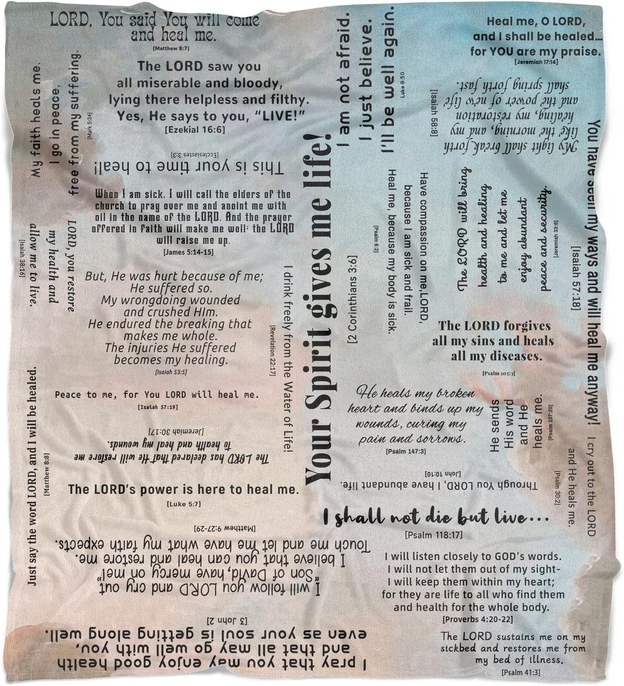 Prayer Healing Blanket with Inspirational Scripture Bible Verse Soft