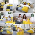 thumbnail image 5 of Abstract Street Art Duvet Cover Set Twin Size, Grey Yellow Color Stitching 4 Piece Soft Microfiber Bedding Set with 1 Duvet Cover, 1 Flat Sheet, 2 Pillowcases, 5 of 9